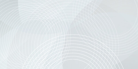 White geometric abstract background with overlap layer. Modern circle lines pattern