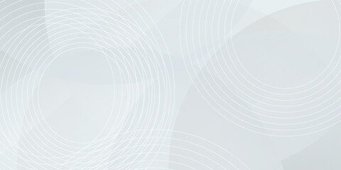 White geometric abstract background with overlap layer. Modern circle lines pattern