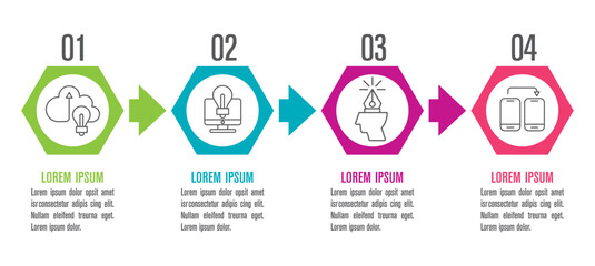Infographic Elements Vector with 4 Steps for Business & Finance.