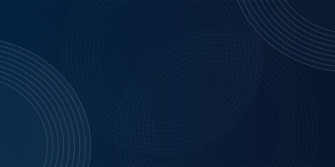 Abstract blue glowing geometric lines on dark blue background. Modern shiny blue circle lines pattern. Futuristic technology concept.