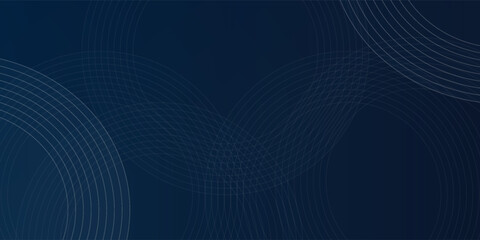 Abstract blue glowing geometric lines on dark blue background. Modern shiny blue circle lines pattern. Futuristic technology concept.