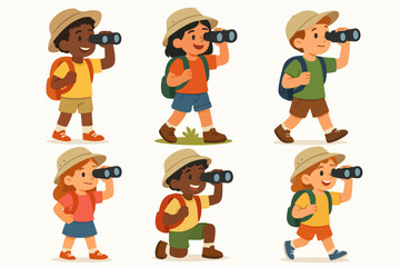 Vector Set Capturing a moment of childhood curiosity