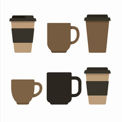 Obraz premium Vector Set Coffee Mug Icon on white background