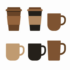 Vector Set Coffee Mug Icon on white background