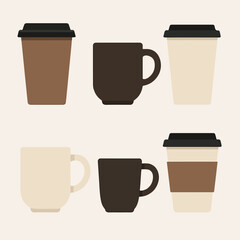 Vector Set Coffee Mug Icon on white background