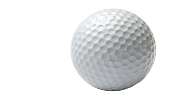 A white golf ball with dimples isolated on transparent background