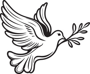 Obraz premium Peace Dove with Olive Branch - Hand Drawn Vector Illustration