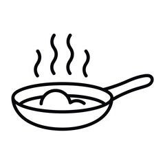Simple Line Drawing of a Frying Pan with Food