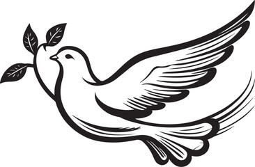 Obraz premium Peace Dove with Olive Branch - Hand Drawn Vector Illustration