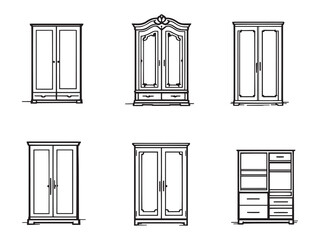 modern wardrobe line art style vector artwork design