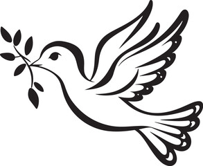 Obraz premium Peace Dove with Olive Branch - Hand Drawn Vector Illustration