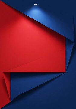 Abstract geometric background with sharp red and blue angles and spotlight, ideal for patriotic themes, modern presentations, and American holiday design elements