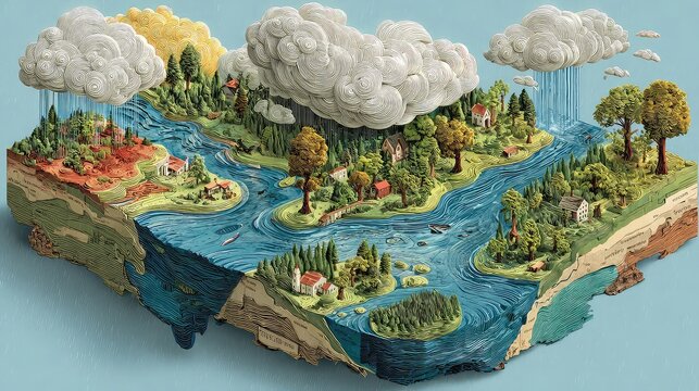 Climate change disrupts the water cycle by altering precipitation, evaporation, runoff, and groundwater recharge, affecting freshwater availability and ecosystem health.