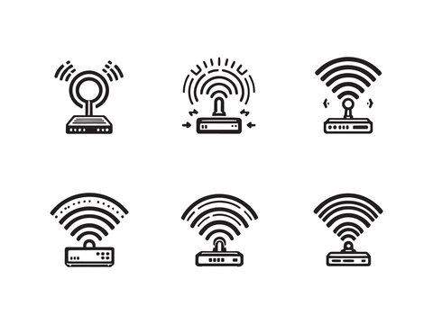 modern wireless access point icon line drawing vector art