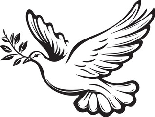 Obraz premium Peace Dove with Olive Branch - Hand Drawn Vector Illustration