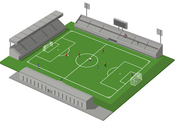 Soccer field in flat style. Football stadium vector illustration on white background. Sport plan sign business concept. 
