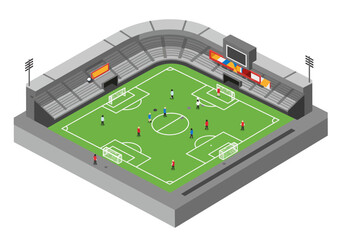 Soccer field in flat style. Football stadium vector illustration on white background. Sport plan sign business concept. 