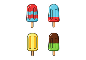Ice cream popsicle icon set collection in flat style. Tasty dessert vector illustration on white background. Sweet eating sign business concept. 
