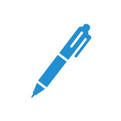 Ballpoint pen icon in flat style. Office tool vector illustration on white background. School equipment sign business concept