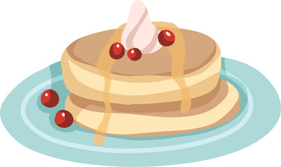 Delicious Stack of Pancakes with Syrup and Berries