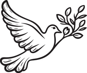Fototapeta premium Peace Dove with Olive Branch - Hand Drawn Vector Illustration