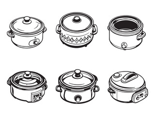 Outline drawing of slow cooker electric appliance for cooking