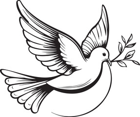 Fototapeta premium Peace Dove with Olive Branch - Hand Drawn Vector Illustration