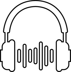 Headphone headset icon in line style. isolated on transparent background. 