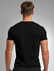 Man in black tshirt seen from the back