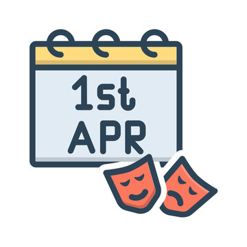 Vector color shadow icon for 1st april