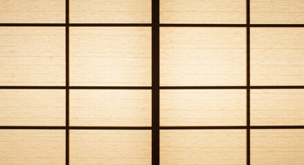 Minimalist Grid and Texture: An up-close, artful perspective unveils the subtle textures and geometric precision of a classic Japanese screen, bathed in soft.
