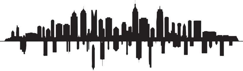 Modern City Skyline Silhouette - Urban Buildings Vector Illustration