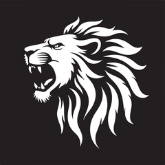 Savage Lion Head Tribal Art silhouette vector.
