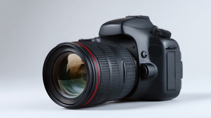 Professional DSLR camera isolated on white background