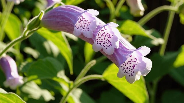 Delicate purple spotted flowers gently swaying in the breeze
