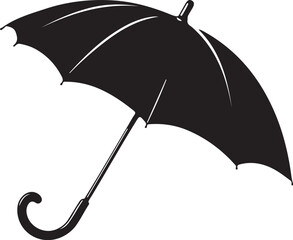 Classic Black Umbrella Silhouette - Rain Protection Vector Icon

