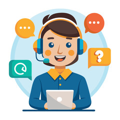 Woman giving solutions in headset