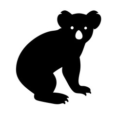 Koala Silhouette with Visible Nose and Eyes,Vector Animal Illustration