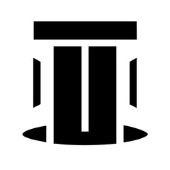 Abstract geometric shape with sharp angles and curved base silhouette