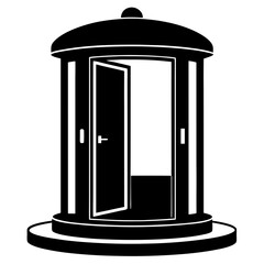 Open door booth with rounded top and tiered base silhouette