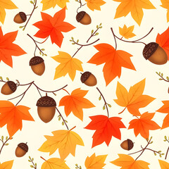 Obraz premium seamless pattern with Autumn Leaves & Acorns
