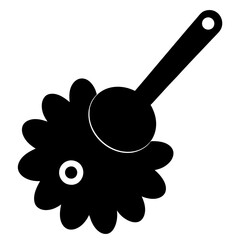 Simple black silhouette of a pizza cutter wheel with a handle