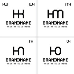 Letters HK HM MH HN NH HO OH HW HW Monogram Logo, for HK KH HM MH HN NH HO OH HW HW initials