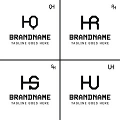 Letters HQ QH HR RH HS SH HU UH Monogram Logo, for business with HQ QH HR RH HS SH HU UH initials