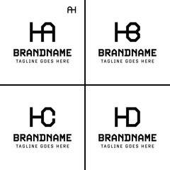 Letters HA AH HB HC HD Monogram Logo, for business with HA AH HB BH HC CH HD DH initials