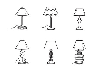 simple elegant table lamp outline drawing illustration