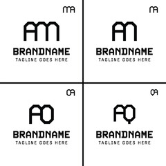 Letters AM MA AN NA AO OA AQ QA Monogram Logo, for business with AM MA AN NA AO OA AQ QA initials