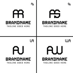 Letters AR RA AS SA AU UA AW WA Monogram Logo, for business with AR RA AS SA AU UA AW WA initials