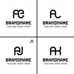 Letters AE AL AJ JA AK Monogram Logo, for business with AE EA AL LA AJ JA AK KA initials