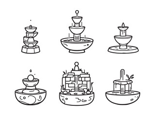 Simple elegant tabletop fountain outline drawing vector